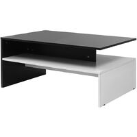 Table Basse pour Salon Meuble TV Table de Salon Rangement Design Bois Moderne 90*42*60 cm Noir et Blanc