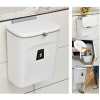 9L Poubelle Cuisine Poubelle Suspendue Poubelle Murale, Poubelle Cuisine à Accrocher pour Cabinet Chambre Voiture Bureau Salle de Bain (Blanc)