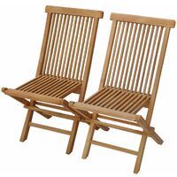 Salento - round table set of garden and folding chairs in teak - Ø 80 x 75 cm - 4 People - Chairs X 2 - Teck natural