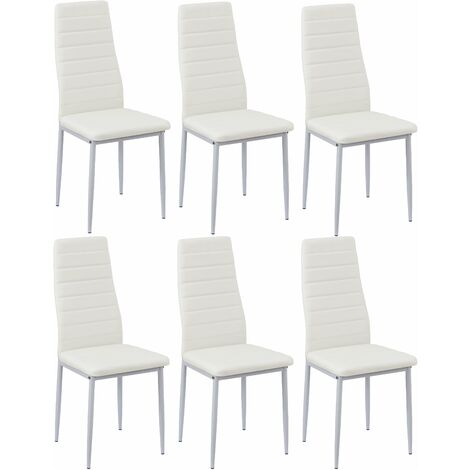Lot de 6 chaises de salle à manger en PVC Chaises de cuisine modernes (1/4)
