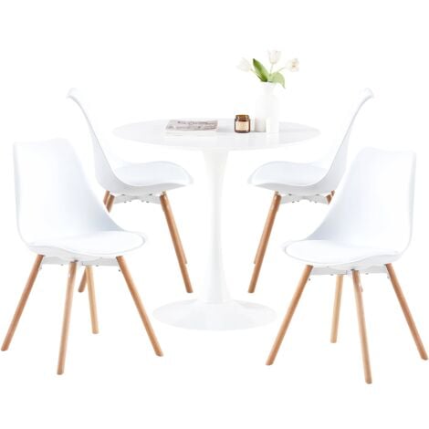 Table à Manger Nordique Style - Petite Table Ronde pour Balcon - Blanc