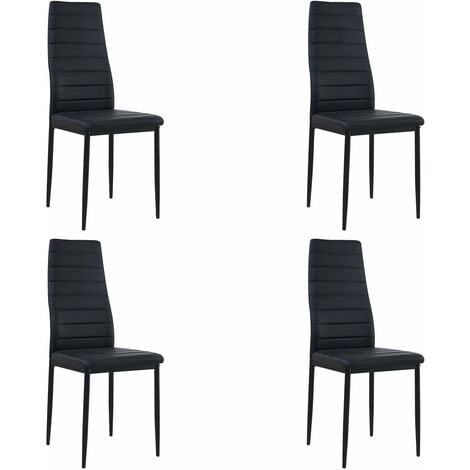 Lot de 4 Chaises Salle à Manger, Noir, Pieds en Métal