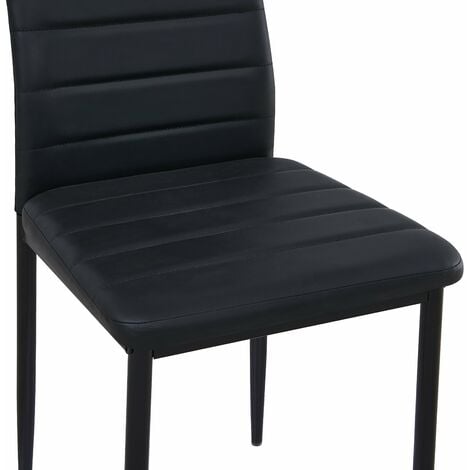 Lot de 4 Chaises Salle à Manger, Noir, Pieds en Métal