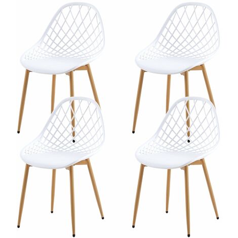 Eggree – Lot de 4 chaises scandinaves en bois massif – Dimensions 82x56x46cm – Hauteur d'assise 43cm – Pour petits espaces et salle à manger