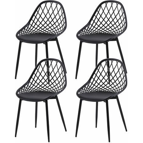 Eggree – Lot de 4 chaises scandinaves en bois massif – Confort optimal – Dimensions 56x46x82cm – Hauteur d'assise 43cm – Patins en feutre pour sol
