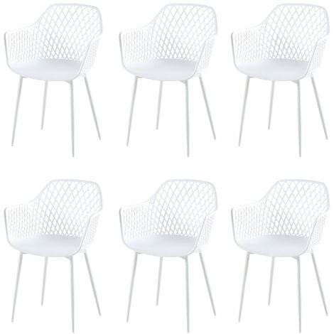 Lot de 6 Fauteuil Chaises Blanc Plastique Scandinave Chaise de Salle à manger
