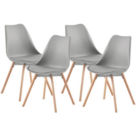 4 Chaise de salle à manger design contemporain scandinave-Gris (1/3)