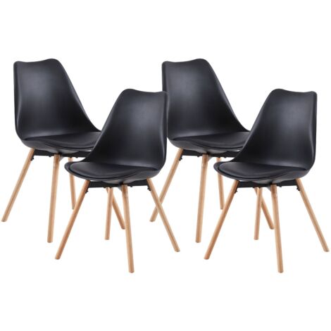 4 Chaise de salle à manger design contemporain scandinave-Noir (1/3)
