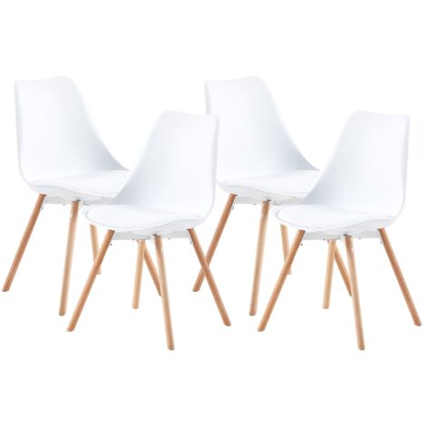 4 Chaise de salle à manger design contemporain scandinave-Blanc (1/4)