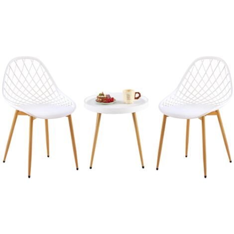 Lot De 2 Chaises Loomis Beliani – Design Scandinave Blanc, Pieds Métal, Synthétique