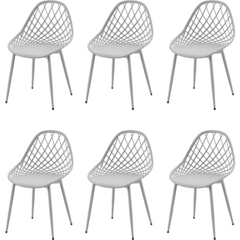 Eggree – Lot de 6 chaises de salle à manger en plastique – Pieds en métal – Hauteur d'assise 43 cm – Couleur grise – Faciles à assembler (1/5)