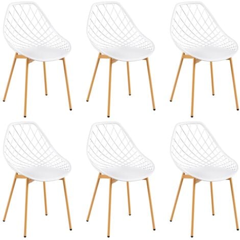 Chaise Salle a Manger Lot de 6, Chaise Scandinave avec Pieds en Métal, Chaise Cuisine Chaise Salon Chaise de Salon, Blanc