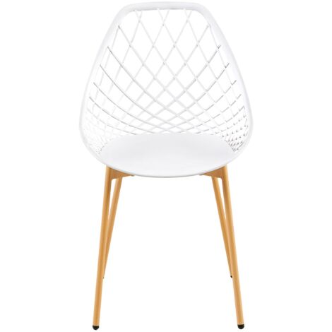 Chaise Salle a Manger Lot de 6, Chaise Scandinave avec Pieds en Métal, Chaise Cuisine Chaise Salon Chaise de Salon, Blanc