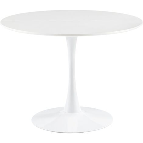 Eggree – Table à manger ronde moderne 100 cm – Pour 2 à 4 personnes – MDF laqué mat – Base cylindrique stable – Utilisation cuisine, salon, bureau