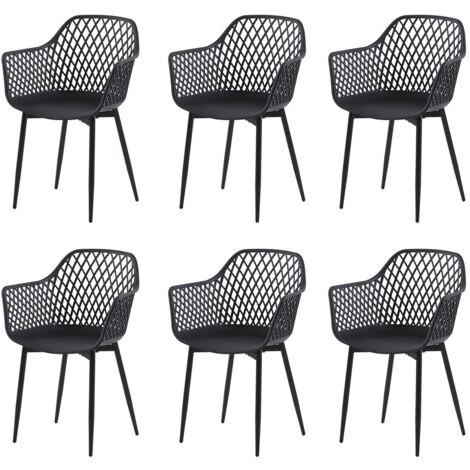 Eggree – Lot de 6 chaises scandinaves noires – Assise en polypropylène – Structure métal laqué – Pour salle à manger, cuisine et extérieur (1/4)
