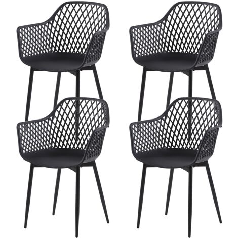 Lot de 4 Chaises de Salle à Manger de Style Scandinave - Noir - Idéales pour Terrasse, Jardin et Extérieur (1/4)