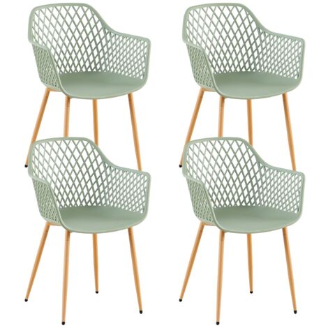 Eggree – Lot de 4 chaises de jardin avec accoudoirs – Design ajouré moderne – Charge maximale 120 kg – Assise ergonomique 44 x 57 x 85 cm (1/4)