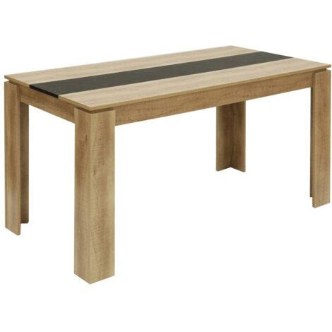 Table de salle à manger rectangle 6 personnes avec 140cm - Noir (1/5)