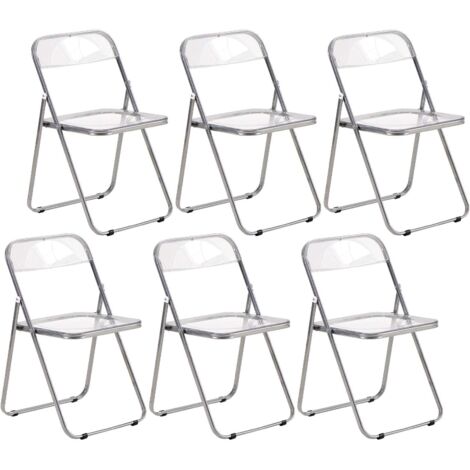 Lot de 6 Chaises Pliantes Transparentes avec Pieds en Métal, Style Classique, Pour Salon, Salle à Manger, Chambre, 43x38x75 cm
