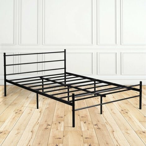 Cadre de Lit Double en Métal - 140x190 cm - Noir