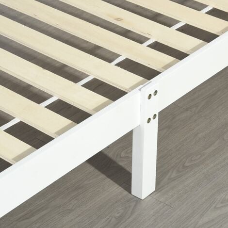 Structure de Lit Simple en Bois, Style Scandinave - 90x190 cm - Blanc