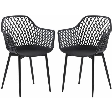 Lot de 2 Chaises de Salle à Manger de Style Scandinave - Noir (1/4)
