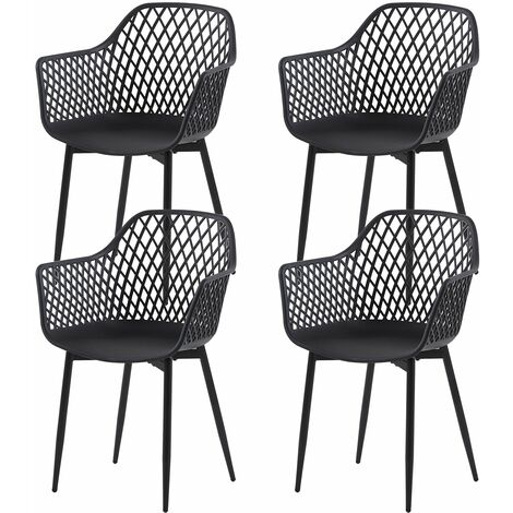 Eggree – Lot de 4 chaises scandinaves noires – Structure en fer creux – Dimensions 52 x 56 x 84.5 cm – Design minimaliste moderne (1/4)