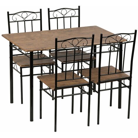 Ensemble table + 2 chaises - MDF et métal - style industriel - coloris: naturel et noir