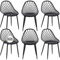 Eggree – Lot de 6 chaises de jardin en polypropylène – Pieds en métal réglables – Capacité de charge 160 kg – Design vintage élégant
