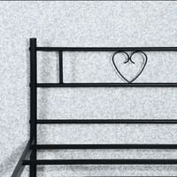 Lit Seul, en forme de coeur Lit enfant contemporain en métal noir 90x190 cm - Nouveau Élégant Lit Seul pour Adulte
