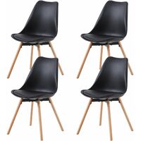 Lot de 4 Chaises de Salle à Manger en PP avec Pieds en Hêtre-Noir
