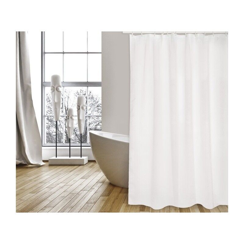 Cortina de ducha y bañera - 180x200 - poliéster - blanco