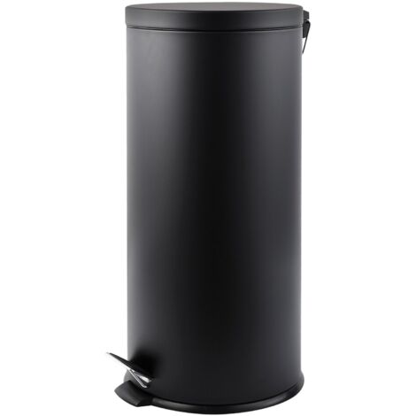 Papelera de cocina con pedal de acero inoxidable 30L Negro mate MSV