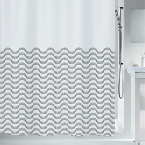 Cortina de ducha Poliéster ONDAS 180x200cm Negro Spirella