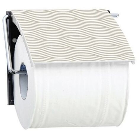 PS Portarrollos de papel higiénico de pared y acero cromado Wave beige MSV