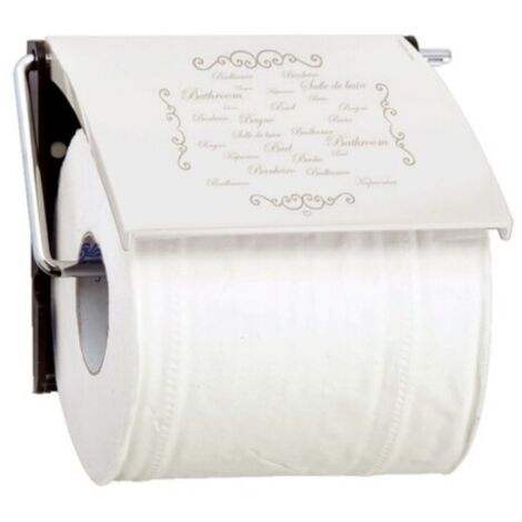 Portarrollos de papel higiénico de pared PS y acero cromado Paris Crema MSV