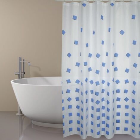 Cortina de Ducha de Poliéster THIKA 180x200cm CALIDAD PREMIUM Azul - Anillas incluidas MSV