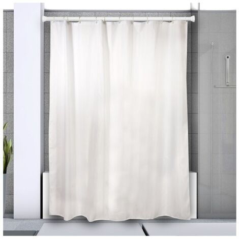 Barra para cortina de ducha o bañera extensible sin taladrar en Aluminio KRETA 125-220cm Blanco Spirella (1/5)