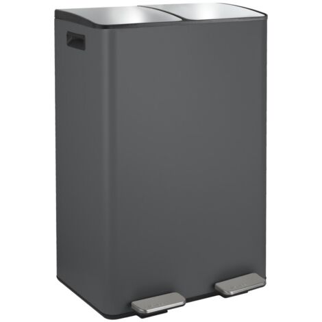 Contenedor de Clasificación Selectiva ALIYA 60L (2x30L) Acero Gris Mate Spirella