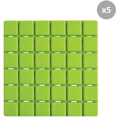 Juego de 5 figuras antideslizantes Goma QUADRO 13x13cm Pistacho MSV