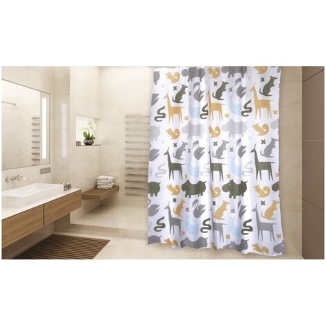 Cortina de ducha Poliéster NOÉ 180x200cm CALIDAD PREMIUM Multicolor - Anillas incluidas MSV