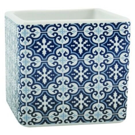 AMADORA Vaso Cerámica Azul y Blanco MSV