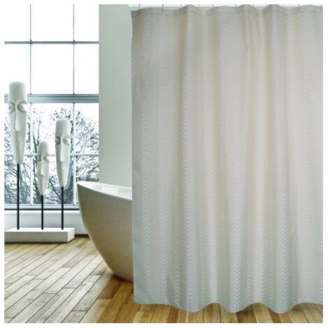 BERBERA Cortina de Ducha de Poliéster 180x200cm CALIDAD PREMIUM Marrón Beige - Anillas incluidas MSV