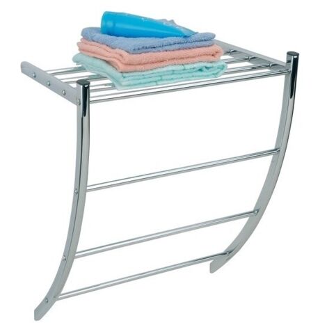 MSV – Toallero y estante de pared de acero cromado – Dimensiones 49x23x38 cm – Fácil instalación para baño y cocina (1/5)
