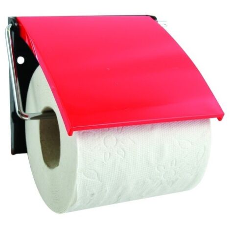 Portarrollos de papel higiénico de pared PS y acero cromado rojo MSV
