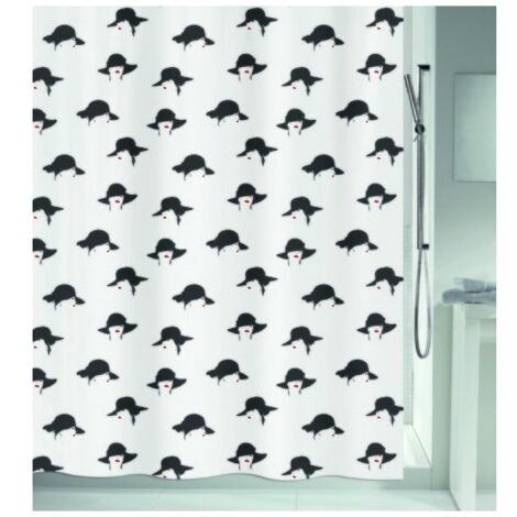 Spirella Duschvorhang Aus Textil 180x200 Cm - Schwarz, Wasserdicht, Antibakteriell, Waschbar Bei 40°C