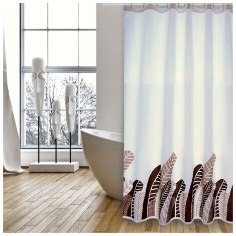 Cortina de Ducha de Poliester PLUMAS VINTAGE 180x200cm CALIDAD PREMIUM - Anillas incluidas MSV