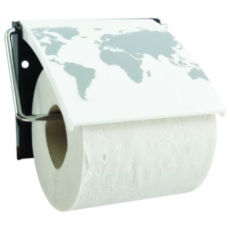 PS Portarrollos de papel higiénico de pared y acero cromado MAPA DEL MUNDO MSV