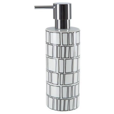 Dispensador de jabón de porcelana VISBY blanco y negro Spirella (1/3)