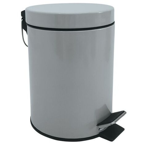 Papelera con pedal de acero inoxidable 3L gris claro MSV (1/5)